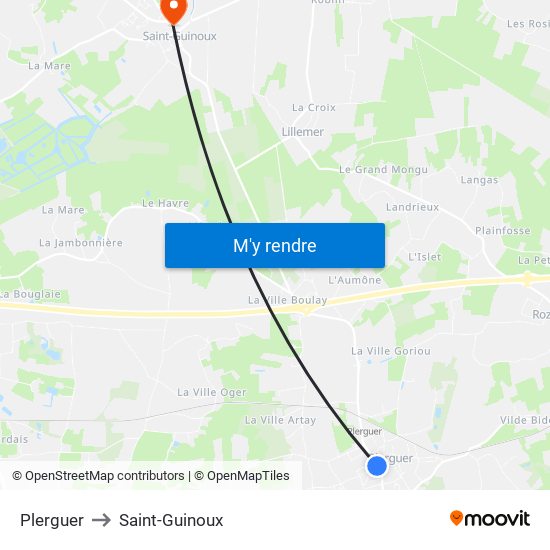 Plerguer to Saint-Guinoux map