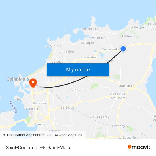 Saint-Coulomb to Saint-Malo map