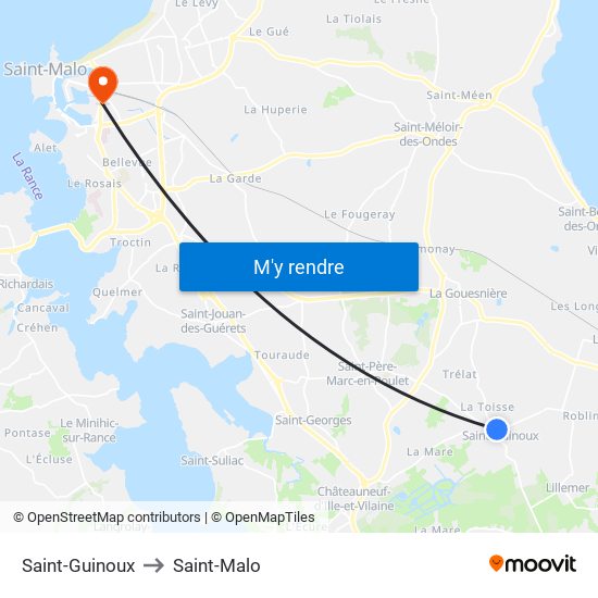 Saint-Guinoux to Saint-Malo map