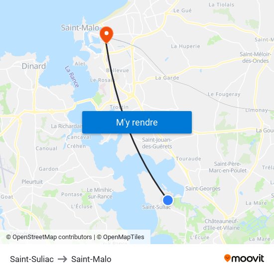 Saint-Suliac to Saint-Malo map