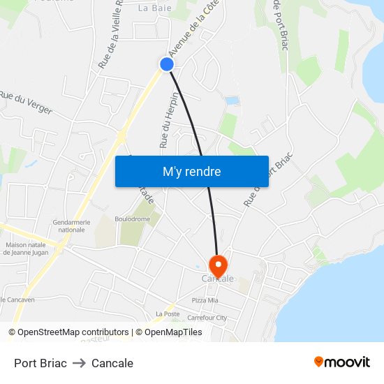 Port Briac to Cancale map