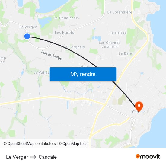 Le Verger to Cancale map