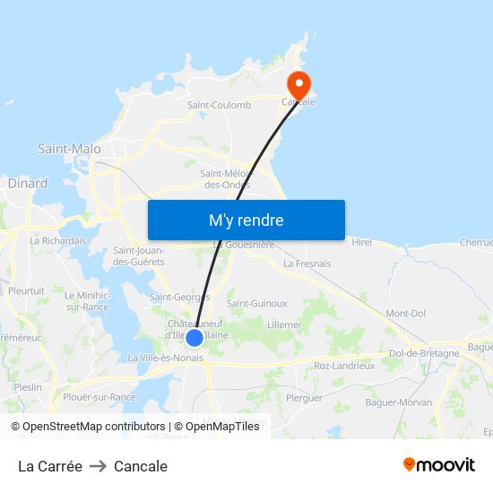 La Carrée to Cancale map