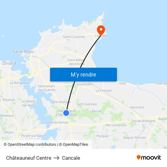 Châteauneuf Centre to Cancale map