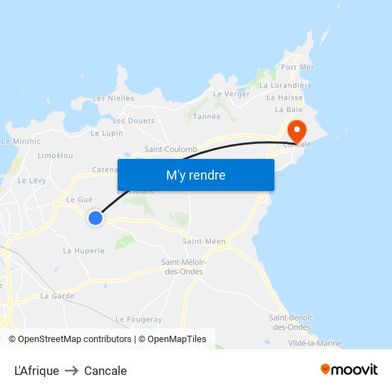 L'Afrique to Cancale map