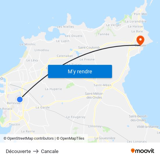 Découverte to Cancale map