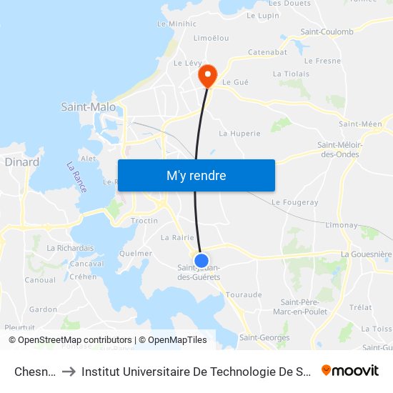 Chesnaie to Institut Universitaire De Technologie De Saint-Malo map