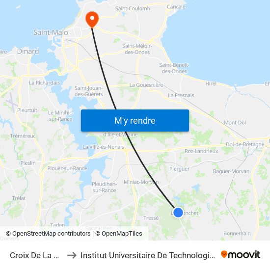 Croix De La Mission to Institut Universitaire De Technologie De Saint-Malo map