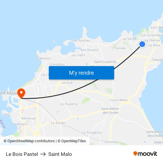 Le Bois Pastel to Saint Malo map