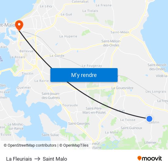 La Fleuriais to Saint Malo map