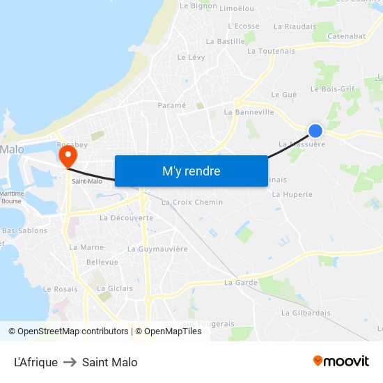 L'Afrique to Saint Malo map