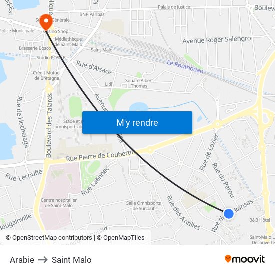 Arabie to Saint Malo map