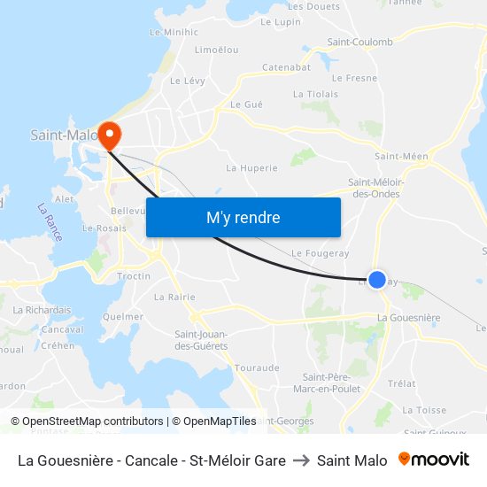 La Gouesnière - Cancale - St-Méloir Gare to Saint Malo map