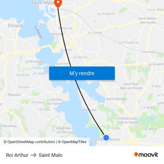 Roi Arthur to Saint Malo map