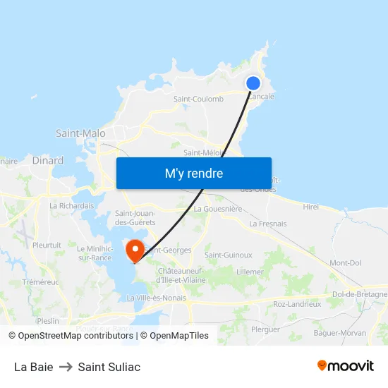 La Baie to Saint Suliac map