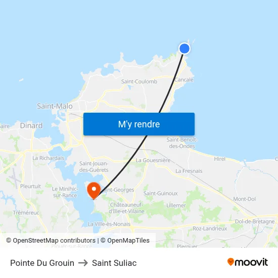 Pointe Du Grouin to Saint Suliac map