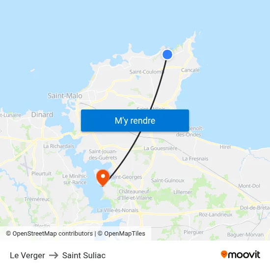 Le Verger to Saint Suliac map