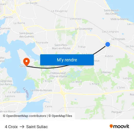 4 Croix to Saint Suliac map