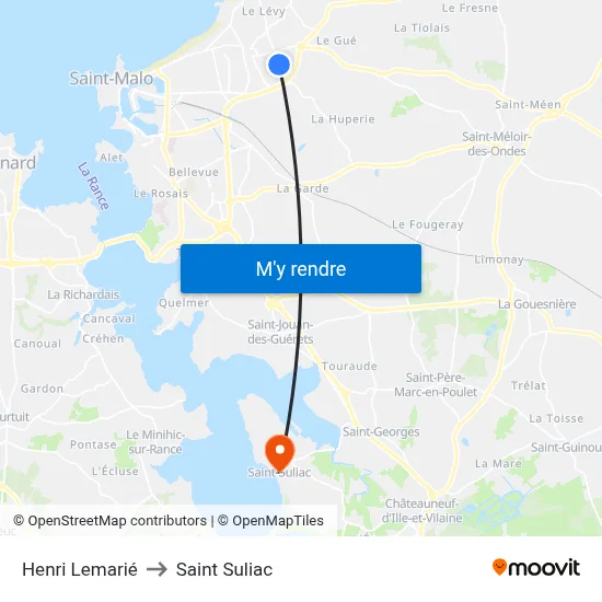 Henri Lemarié to Saint Suliac map