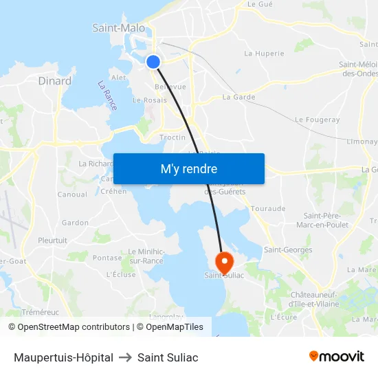 Maupertuis-Hôpital to Saint Suliac map