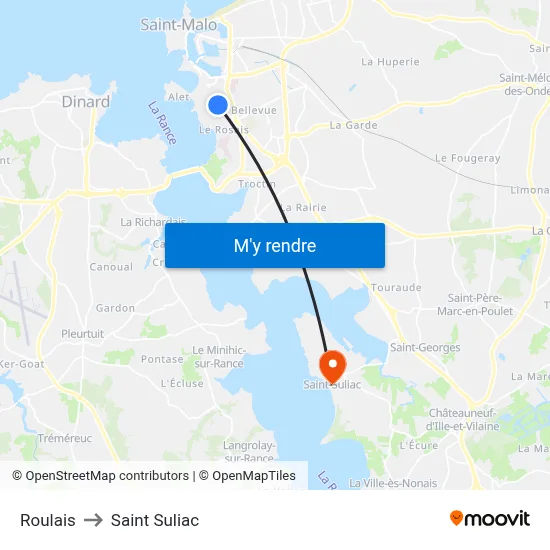 Roulais to Saint Suliac map