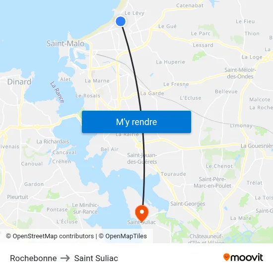 Rochebonne to Saint Suliac map