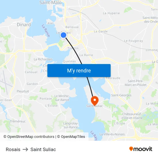 Rosais to Saint Suliac map