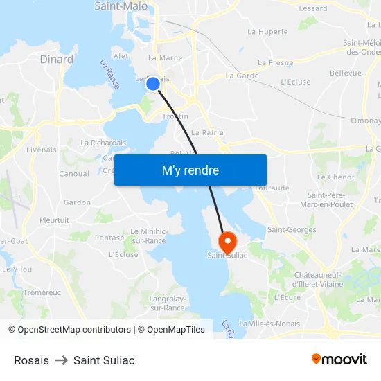 Rosais to Saint Suliac map