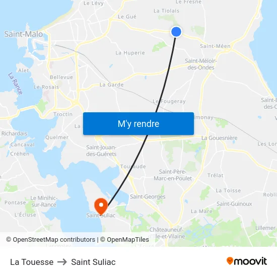 La Touesse to Saint Suliac map