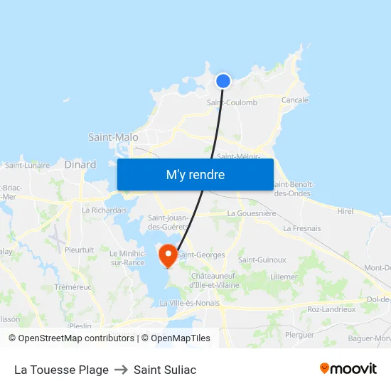 La Touesse Plage to Saint Suliac map