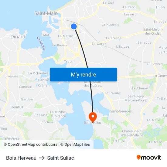 Bois Herveau to Saint Suliac map