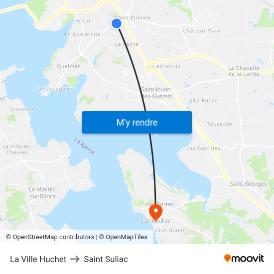 La Ville Huchet to Saint Suliac map