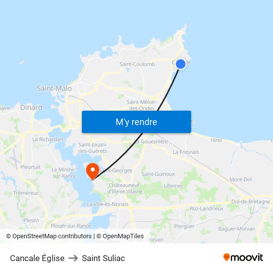 Cancale Église to Saint Suliac map
