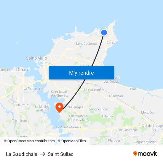La Gaudichais to Saint Suliac map