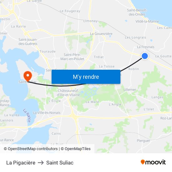 La Pigacière to Saint Suliac map