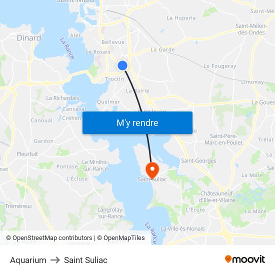 Aquarium to Saint Suliac map