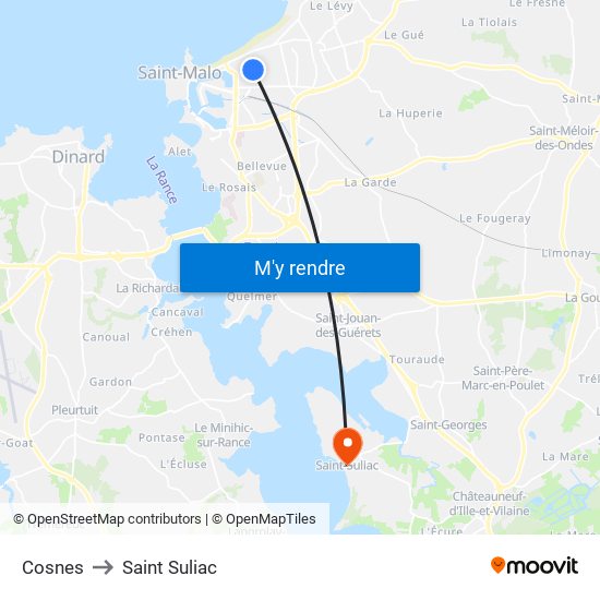 Cosnes to Saint Suliac map