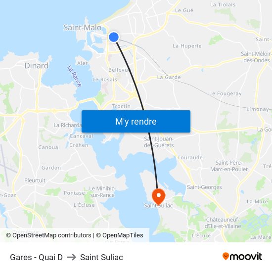 Gares - Quai D to Saint Suliac map