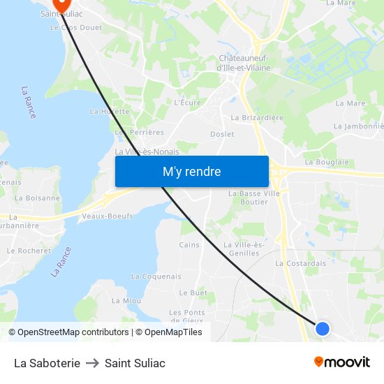 La Saboterie to Saint Suliac map