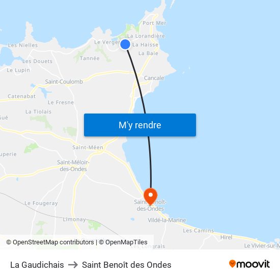 La Gaudichais to Saint Benoît des Ondes map