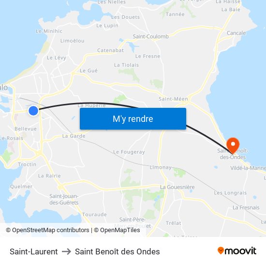 Saint-Laurent to Saint Benoît des Ondes map
