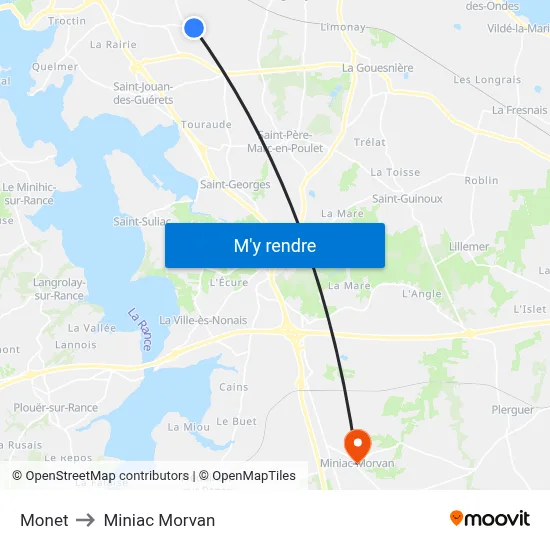 Monet to Miniac Morvan map