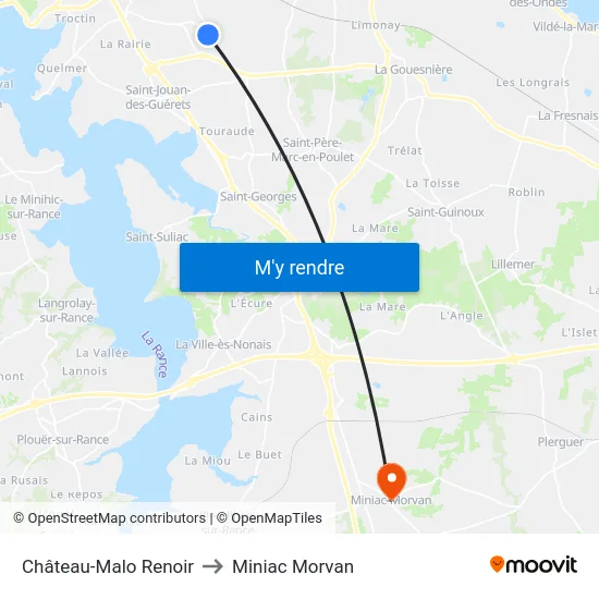Château-Malo Renoir to Miniac Morvan map