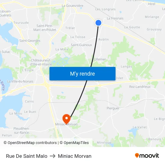 Rue De Saint Malo to Miniac Morvan map