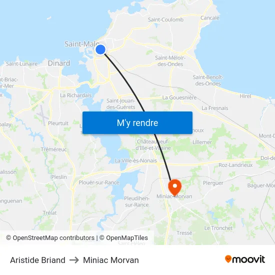 Aristide Briand to Miniac Morvan map
