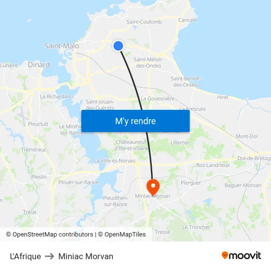 L'Afrique to Miniac Morvan map