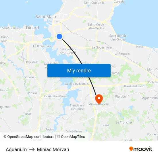 Aquarium to Miniac Morvan map