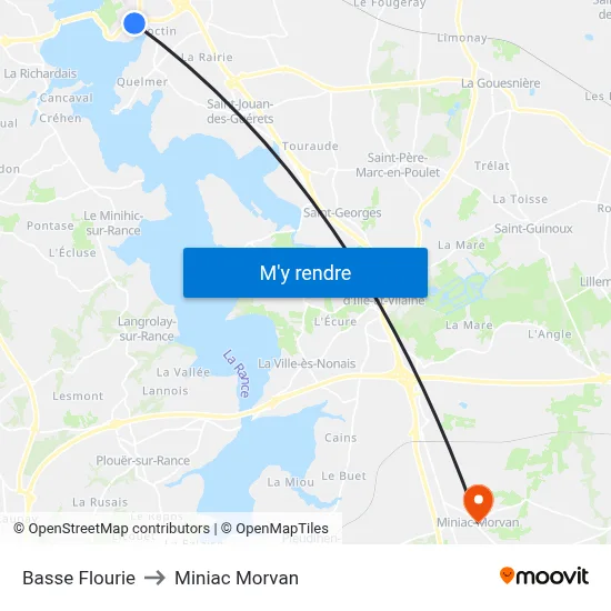 Basse Flourie to Miniac Morvan map
