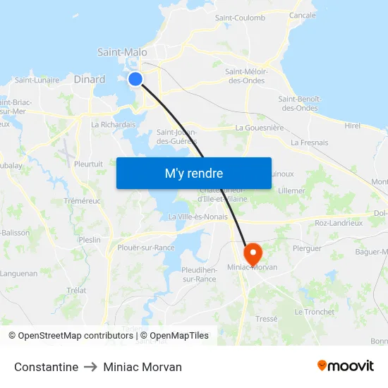 Constantine to Miniac Morvan map