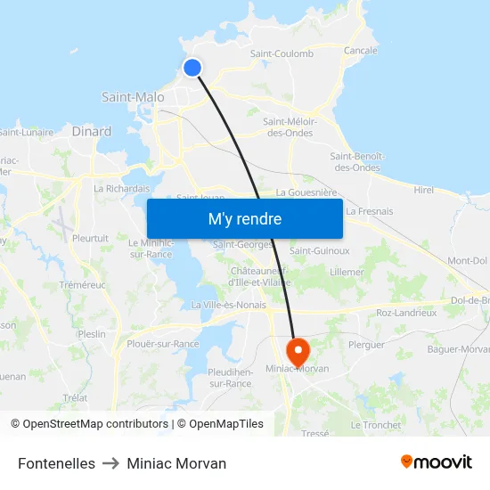 Fontenelles to Miniac Morvan map